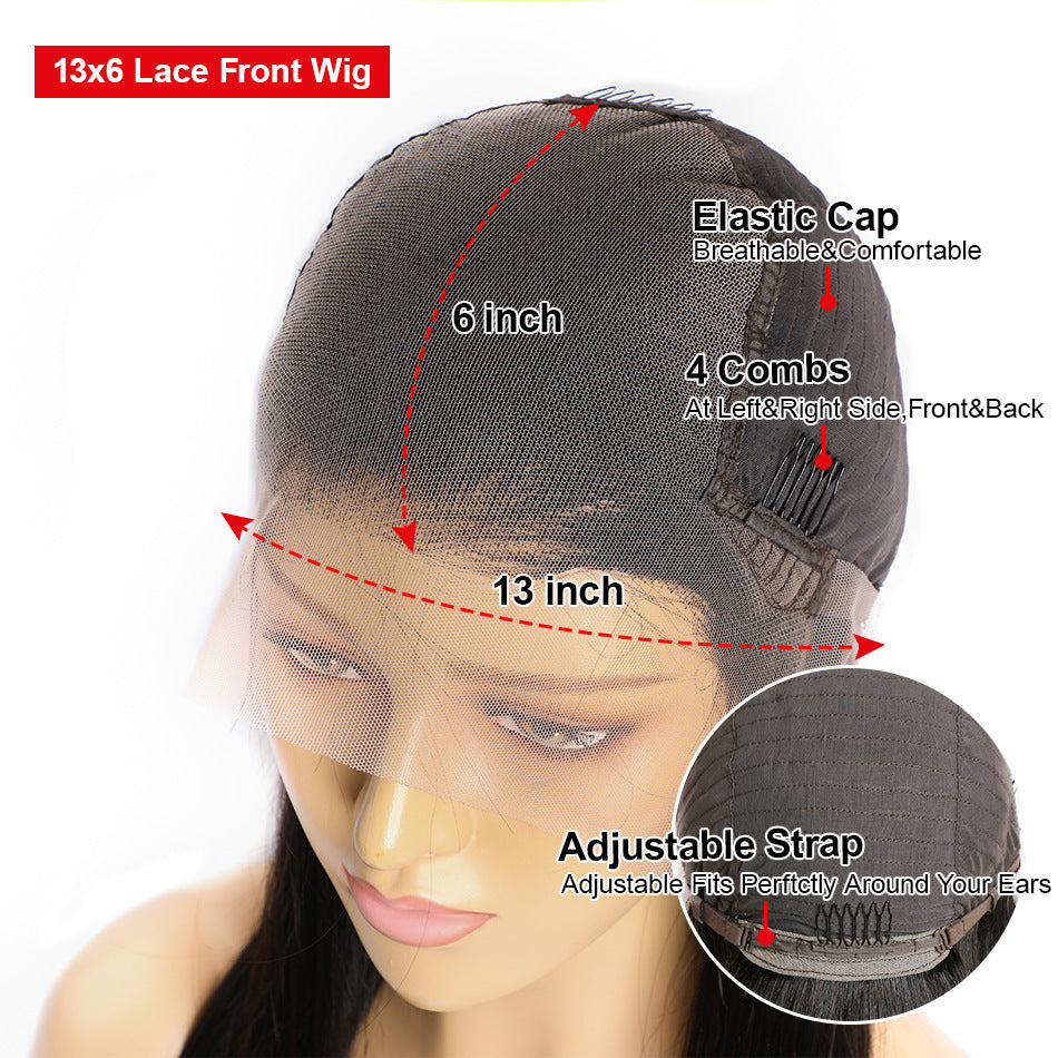 Perruque en cheveux humains naturels avec dentelle, qualité 9a, cheveux lisses