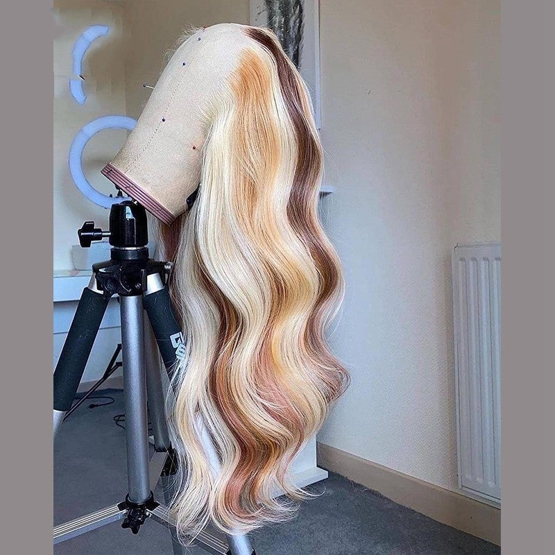 Perruque de cheveux humains couleur blond brun Nabea Uty