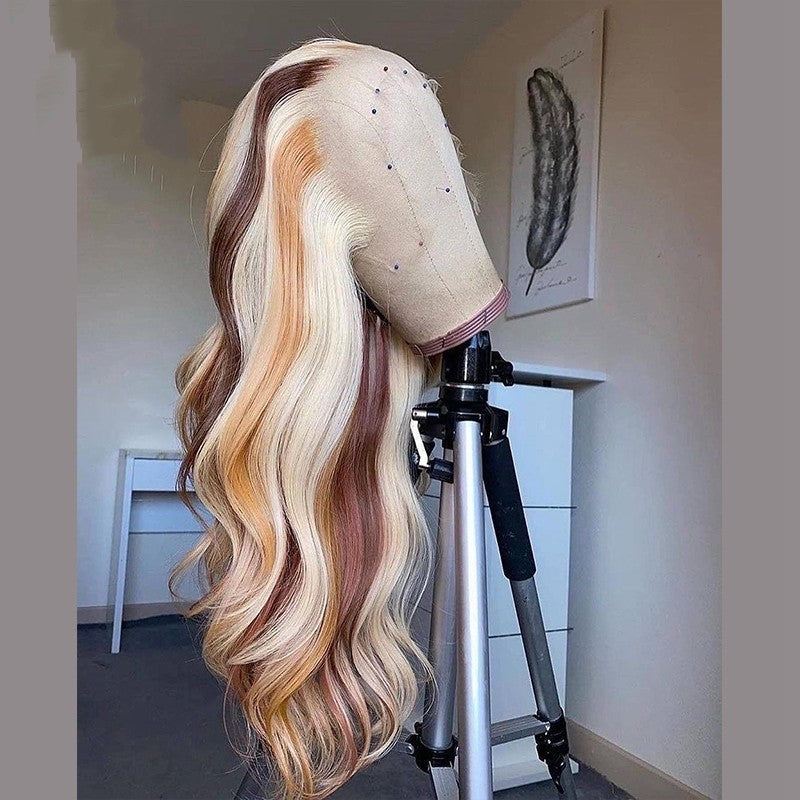 Perruque de cheveux humains couleur blond brun Nabea Uty