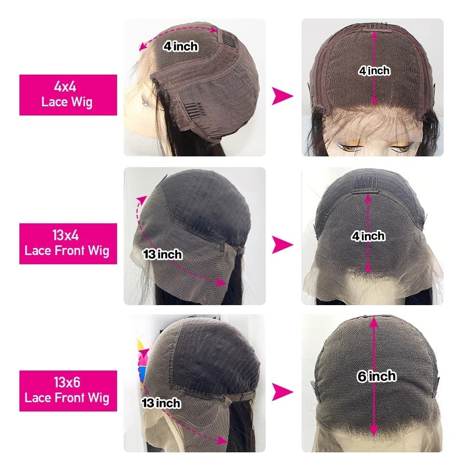 Perruque en cheveux humains naturels avec dentelle, qualité 9a, cheveux lisses